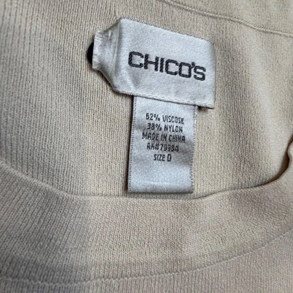 CHICOS Beige Knit Cap Sleeve Sweater Top Size‎ 0 Viscose Nylon